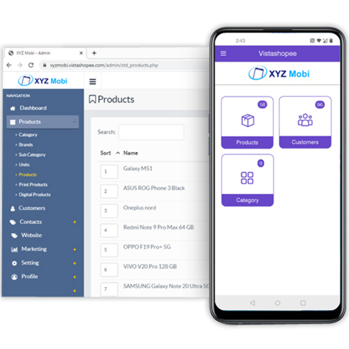 Admin on PC with Web or on Mobile with App