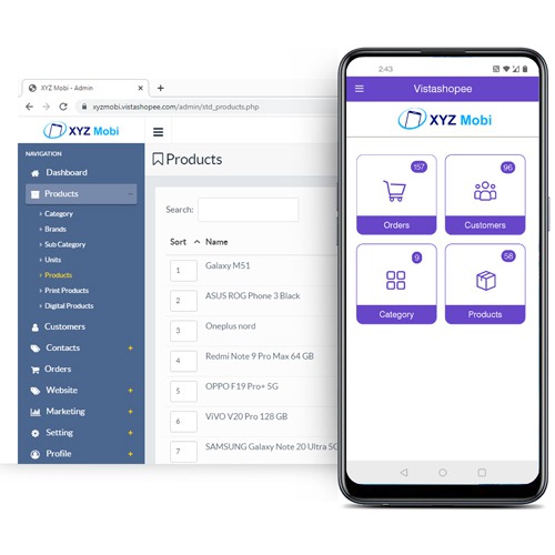 Admin on PC with Web or on Mobile with App